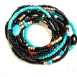 Bohemian Colorful Beaded Necklace or Bracelet 2 in 1 .